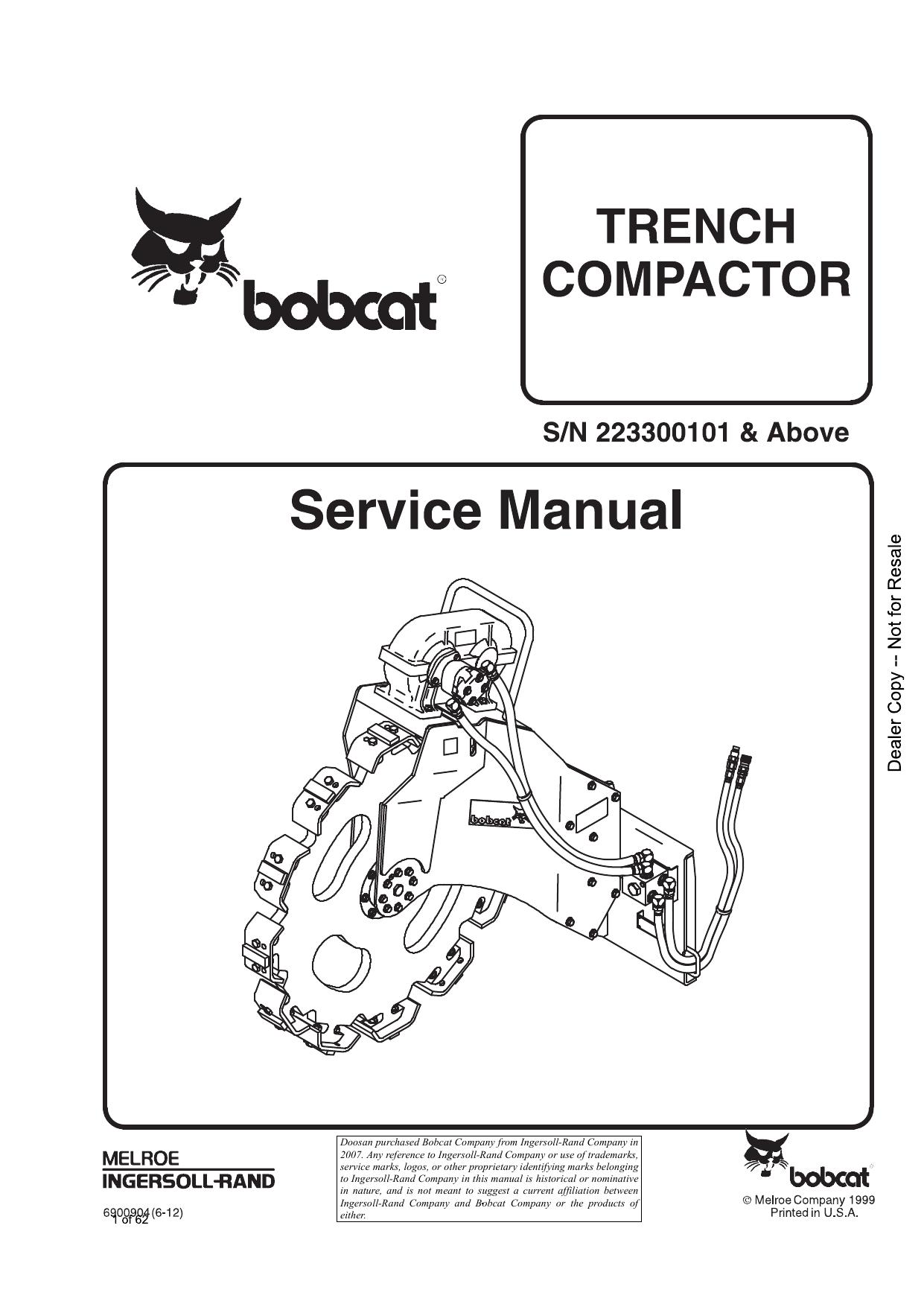 Trench Compactor Attachment Service Manual Bobcat